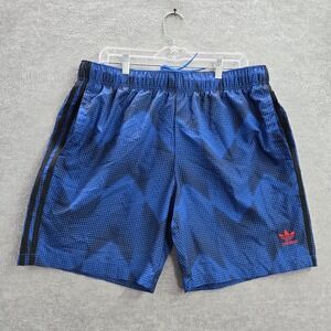 Adidas Men Swimwear Shorts XL Blue Football Trunks Logo Trefoil Geometric Pocket